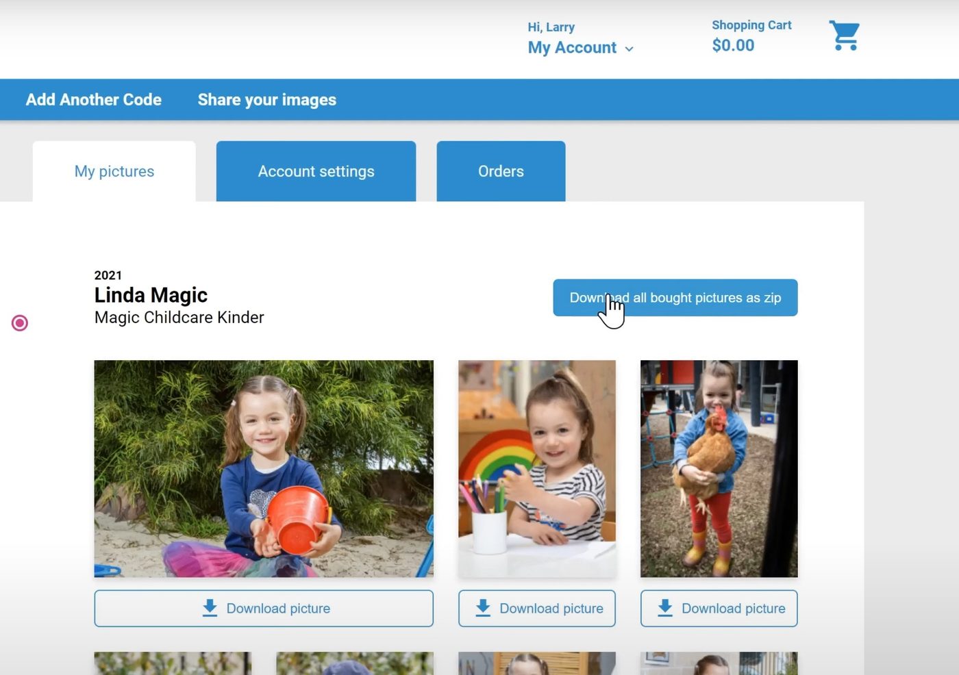 Downloading your digital images — Magic Photography ordering gallery